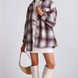 Avebury Les Filles Plaid Oversized Shirt Jacket Shacket size Large